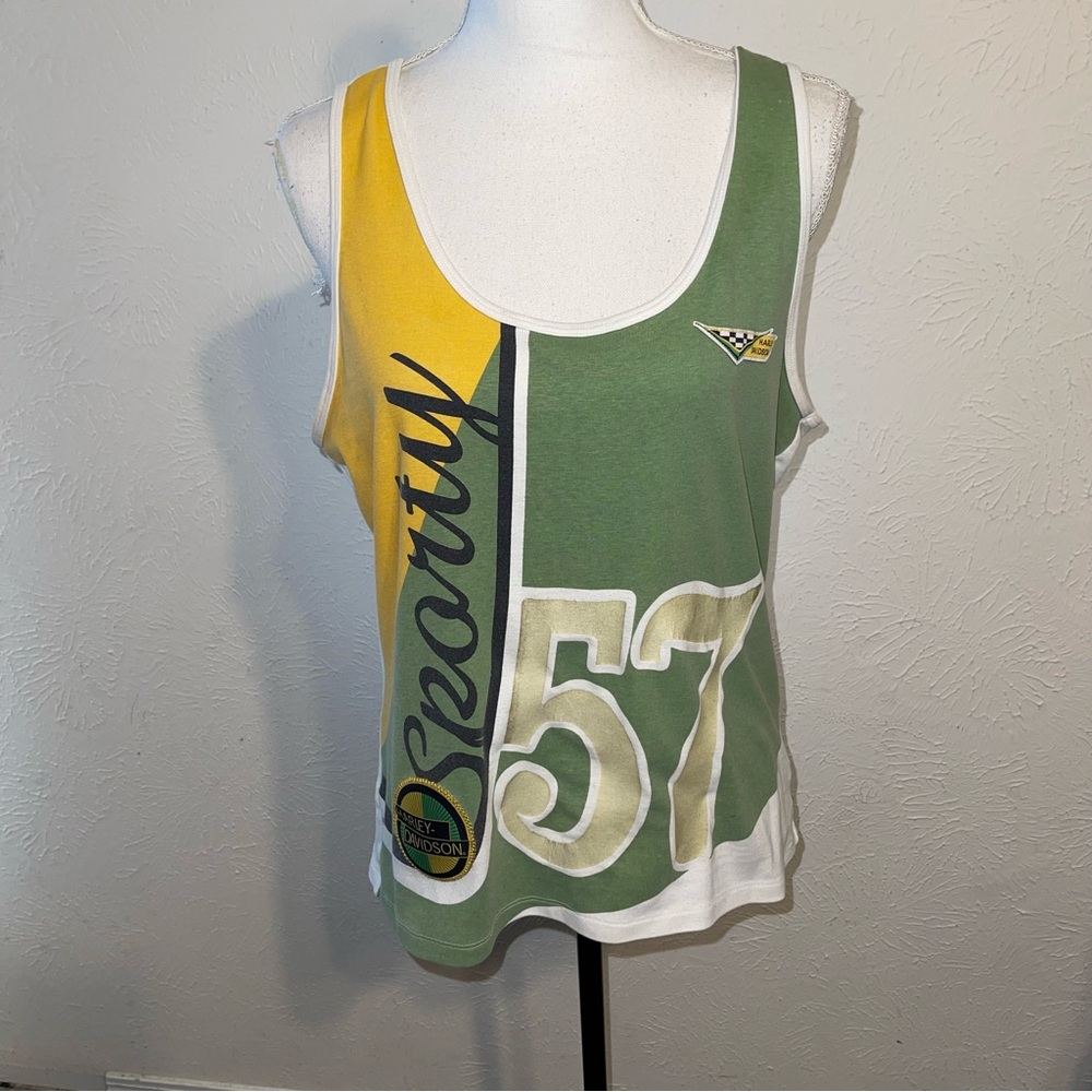 Vintage Harley Davidson Color Block Tank Top Size XL